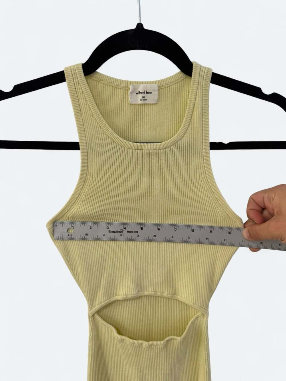 Wilfred Free Cutout Ribbed Mini Dress Size 2XS Yellow - Picture 8 of 10